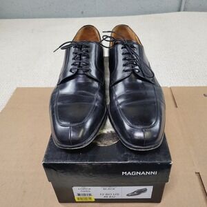 Magnanni Shoes Mens 12M Black‎ Leather Lorca Lace Up Casual Dress Up Oxford